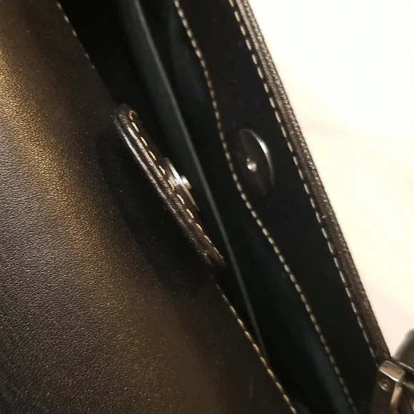 rare CHARLES JOURDAN Paris leather handbag brown rectangular purse Vintage - Picture 9 of 12